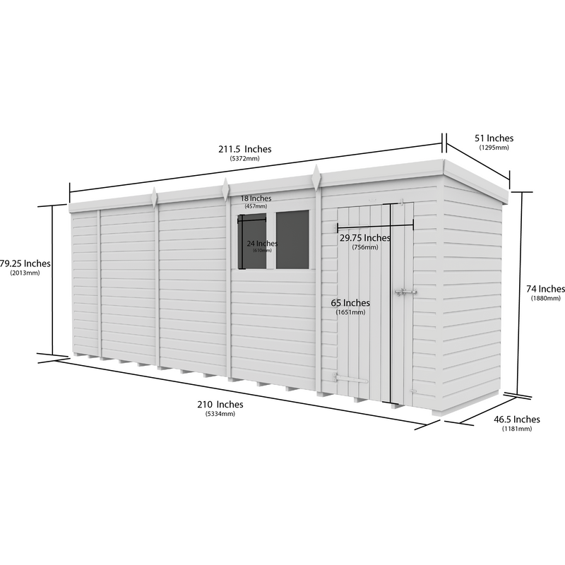 Total Sheds (18x4) Pressure Treated Pent Shed