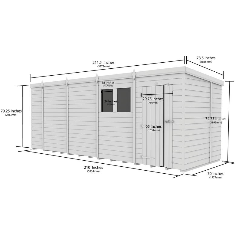 Total Sheds (18x6) Pressure Treated Pent Security Shed