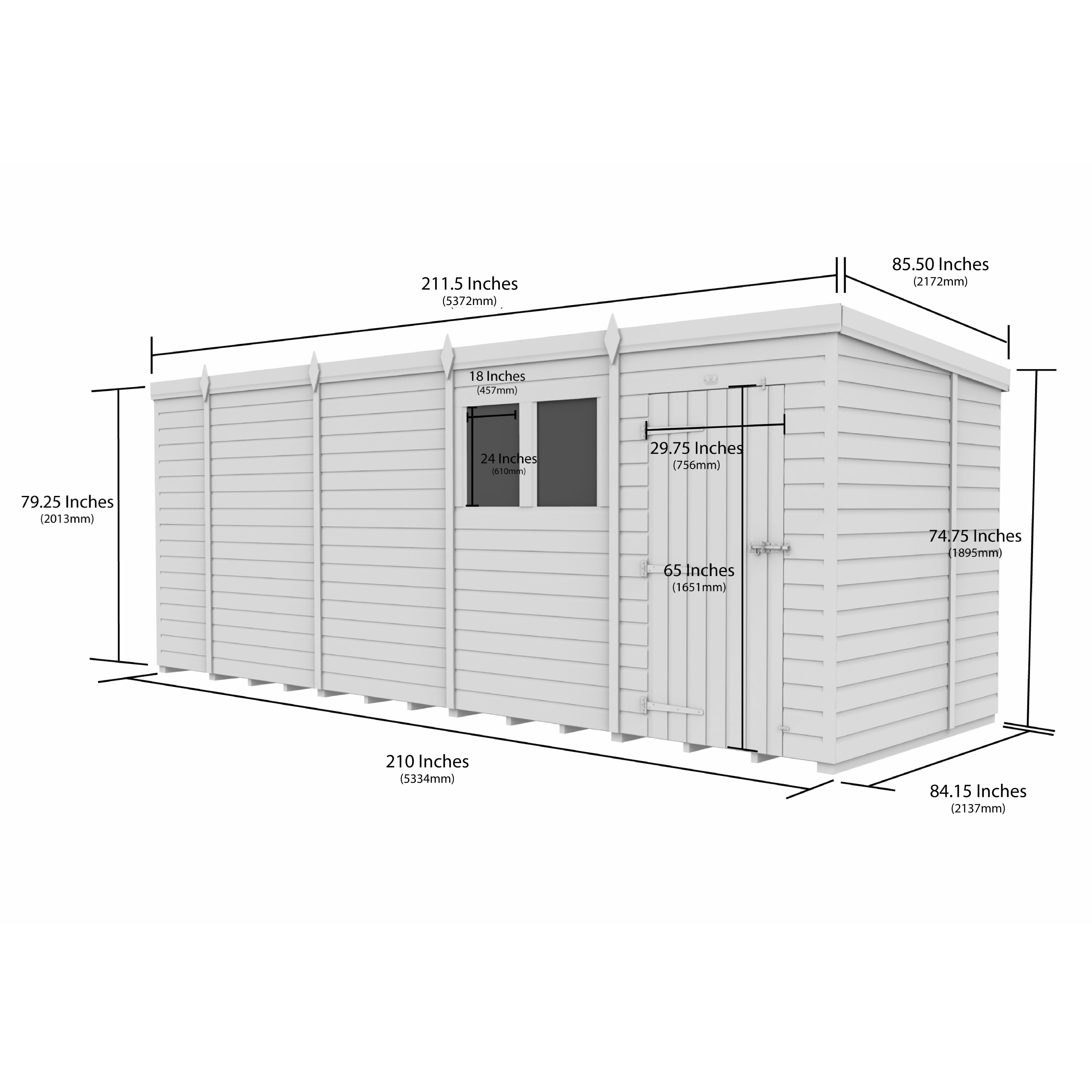 Total Sheds (18x7) Pressure Treated Pent Shed