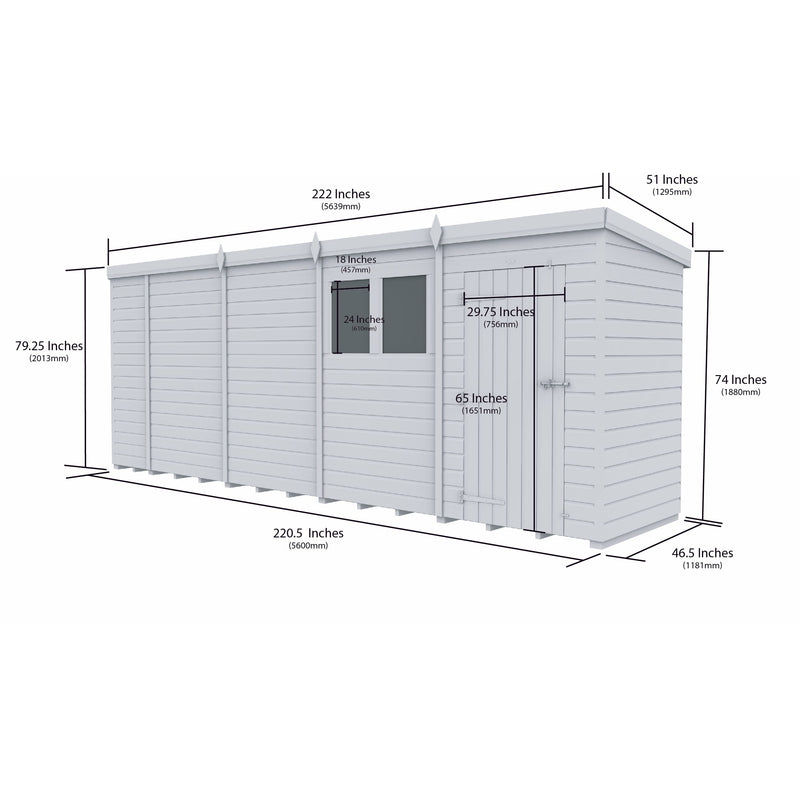 Total Sheds (19x4) Pressure Treated Pent Security Shed