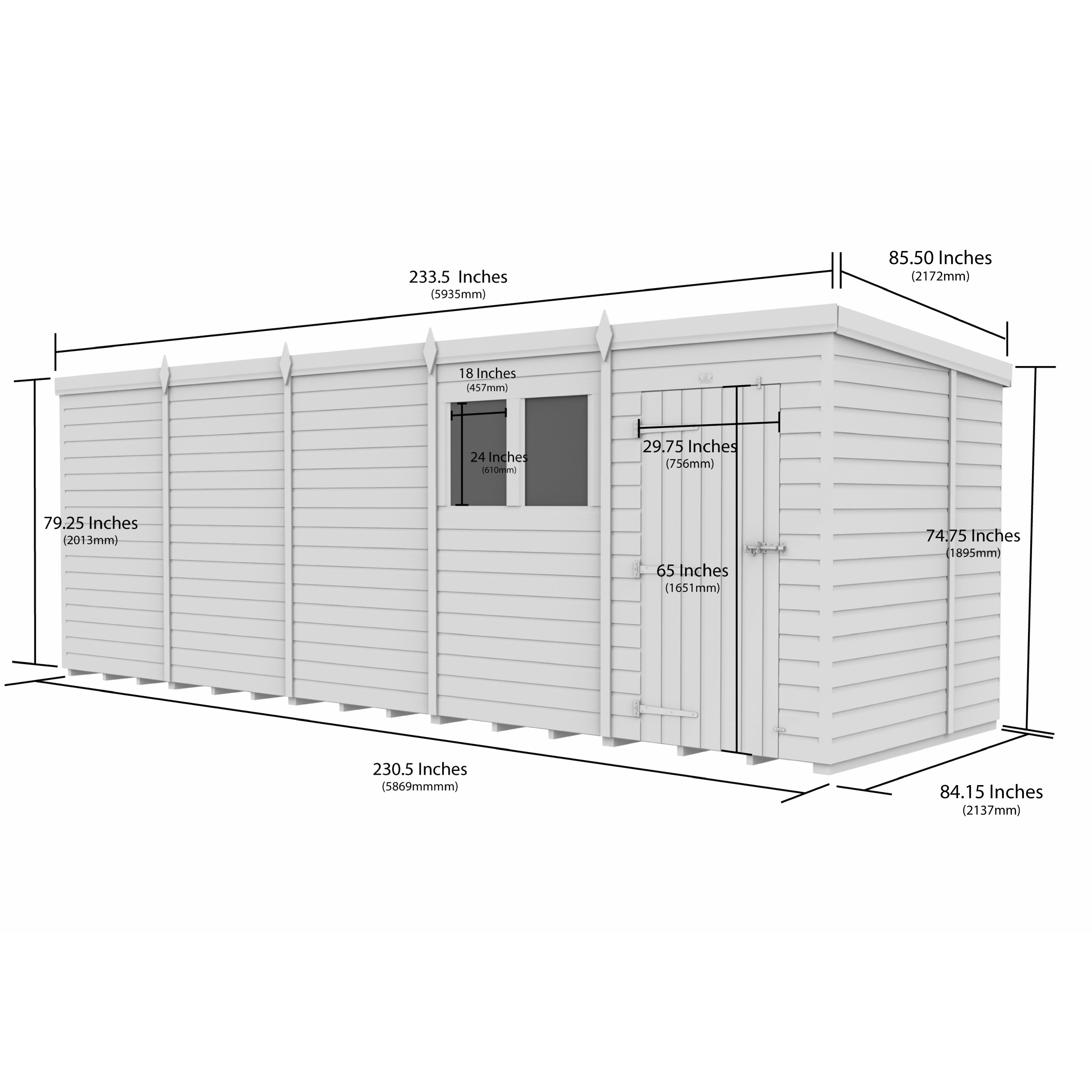 Total Sheds (20x7) Pressure Treated Pent Shed