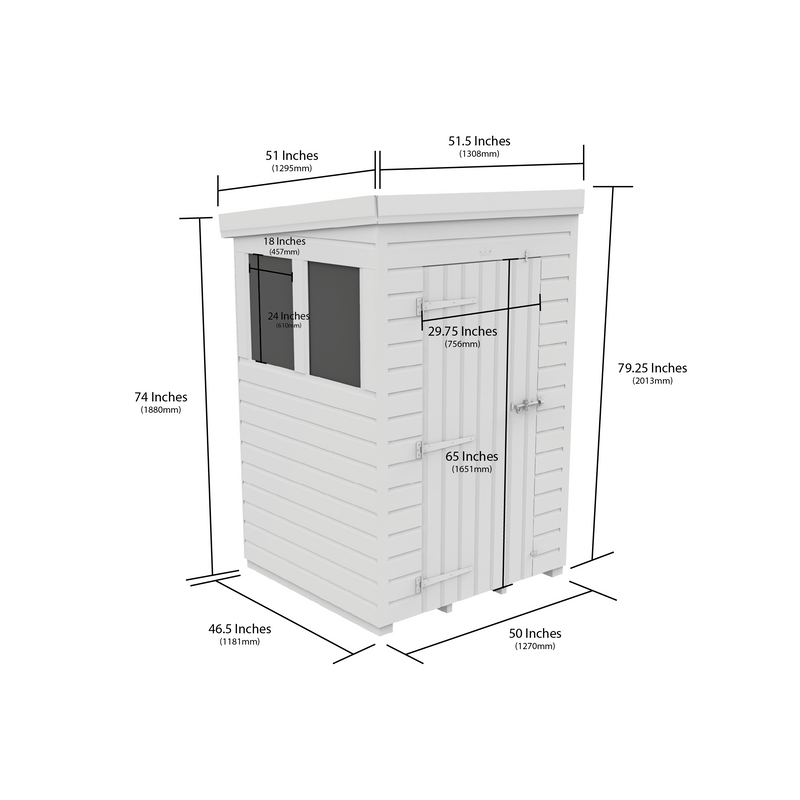 Total Sheds (4x4) Pressure Treated Pent Shed