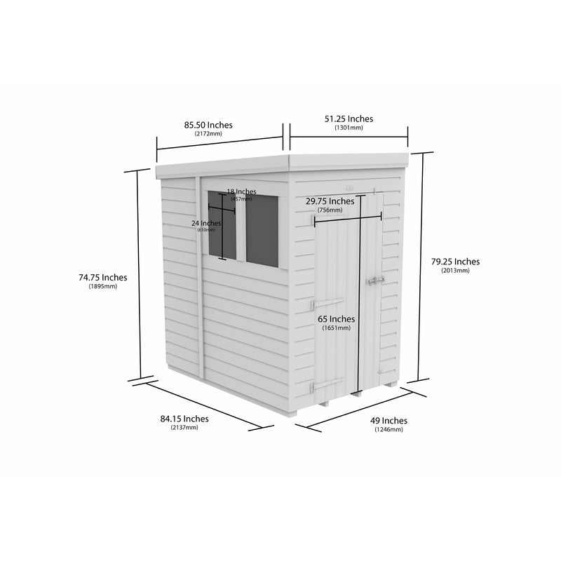 Total Sheds (4x7) Pressure Treated Pent Shed