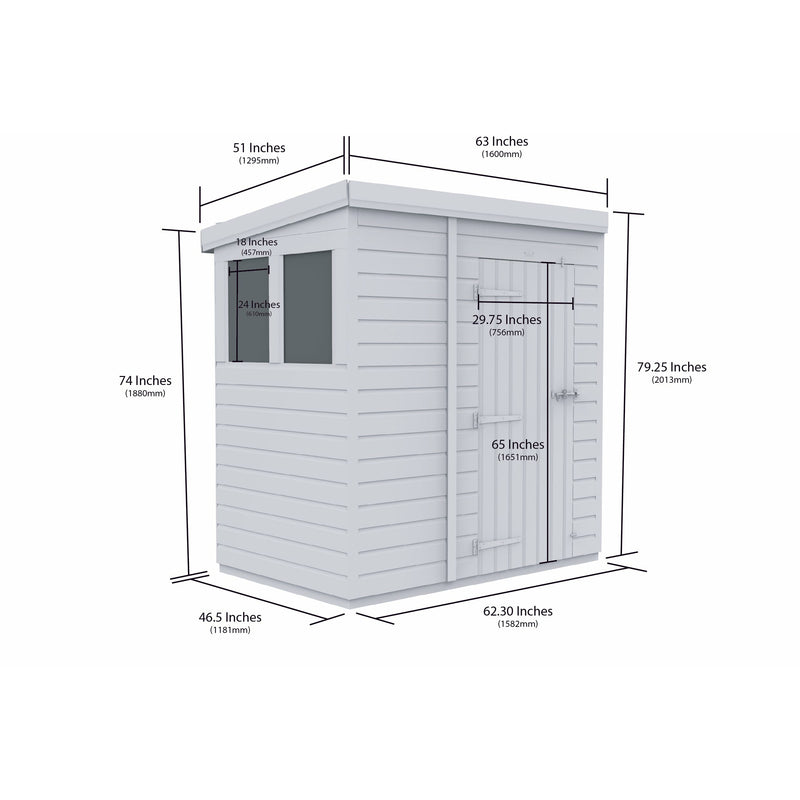 Total Sheds (5x4) Pressure Treated Pent Shed