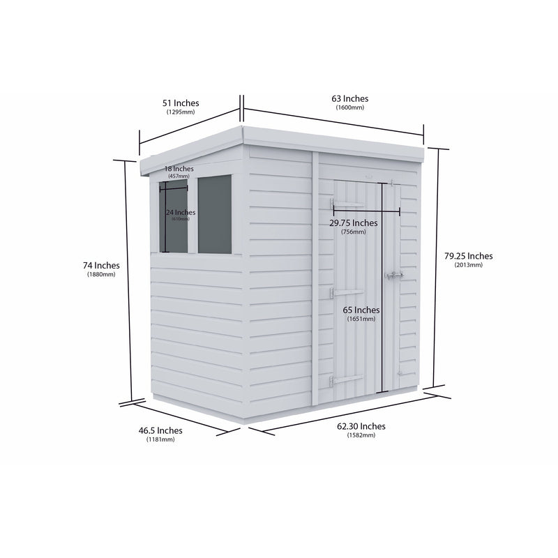 Total Sheds (5x4) Pressure Treated Pent Security Shed