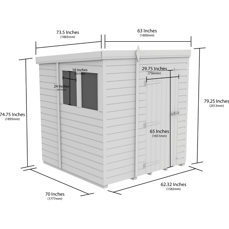 Total Sheds (5x6) Pressure Treated Pent Shed