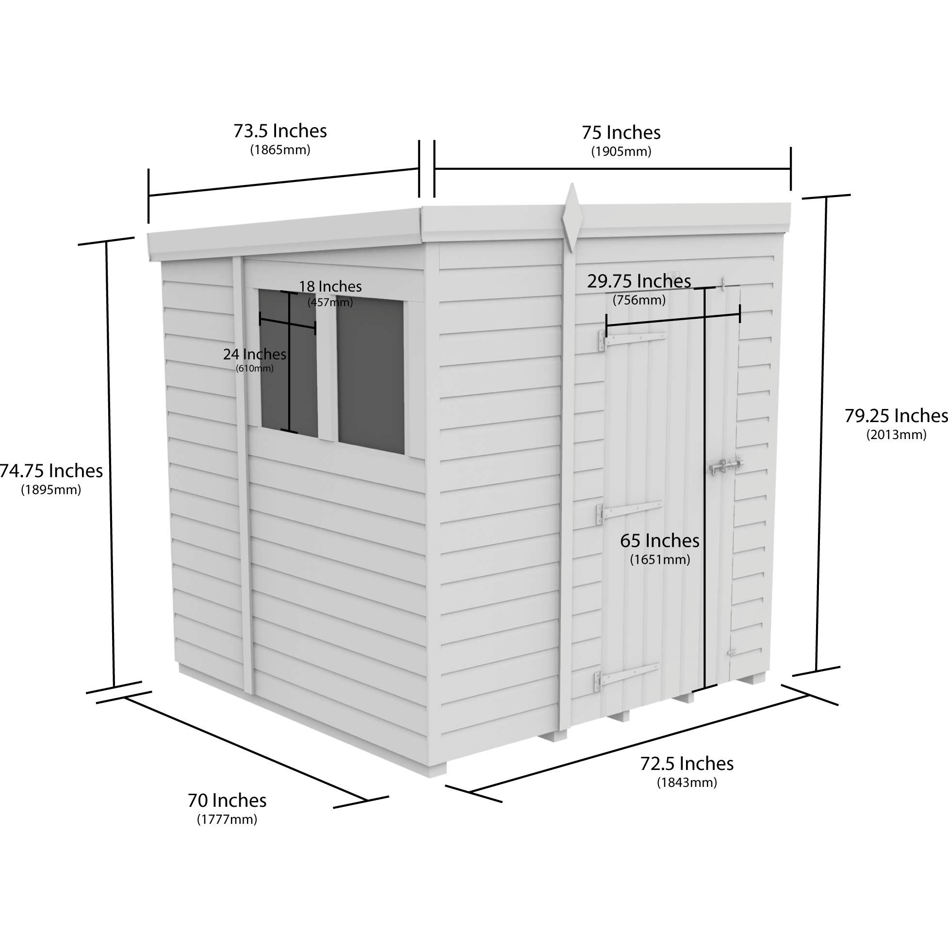 Total Sheds (6x6) Pressure Treated Pent Shed