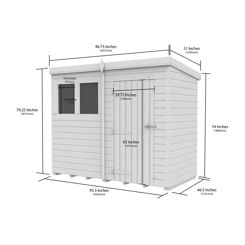 Total Sheds (8x4) Pressure Treated Pent Security Shed