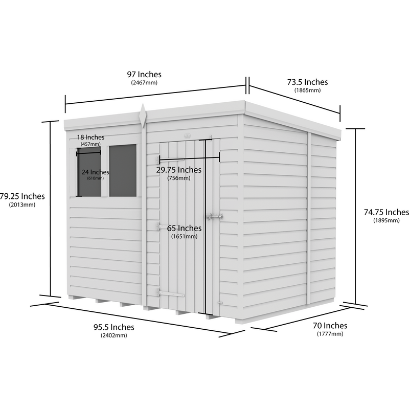 Total Sheds (8x6) Pressure Treated Pent Shed