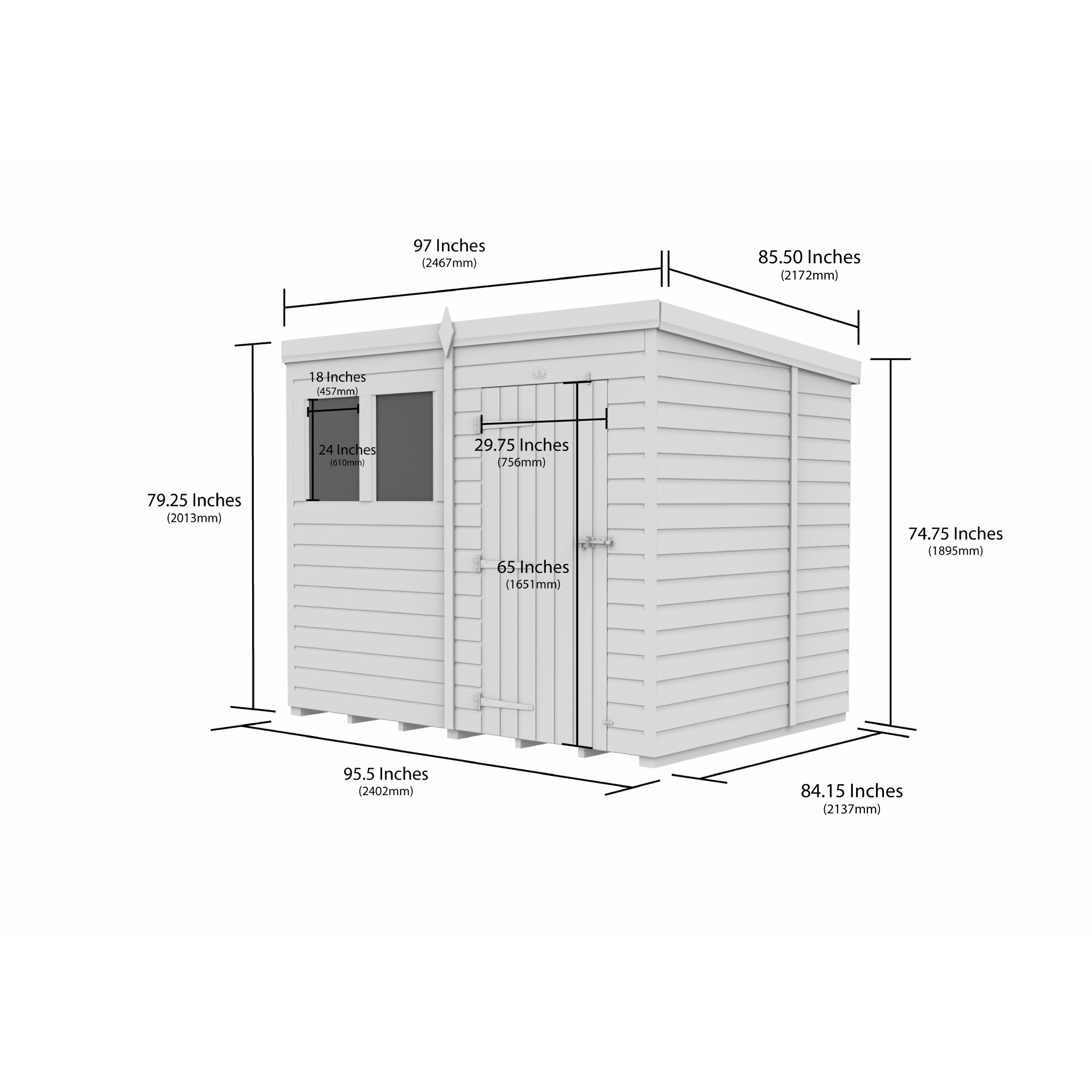 Total Sheds (8x7) Pressure Treated Pent Shed