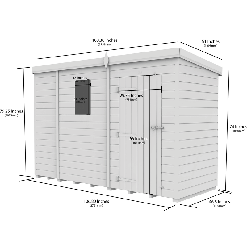 Total Sheds (9x4) Pressure Treated Pent Shed