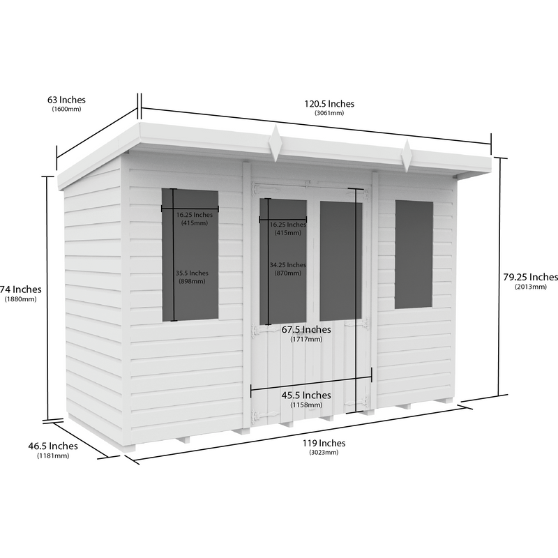 Total Sheds (10x4) Pressure Treated Pent Summerhouse