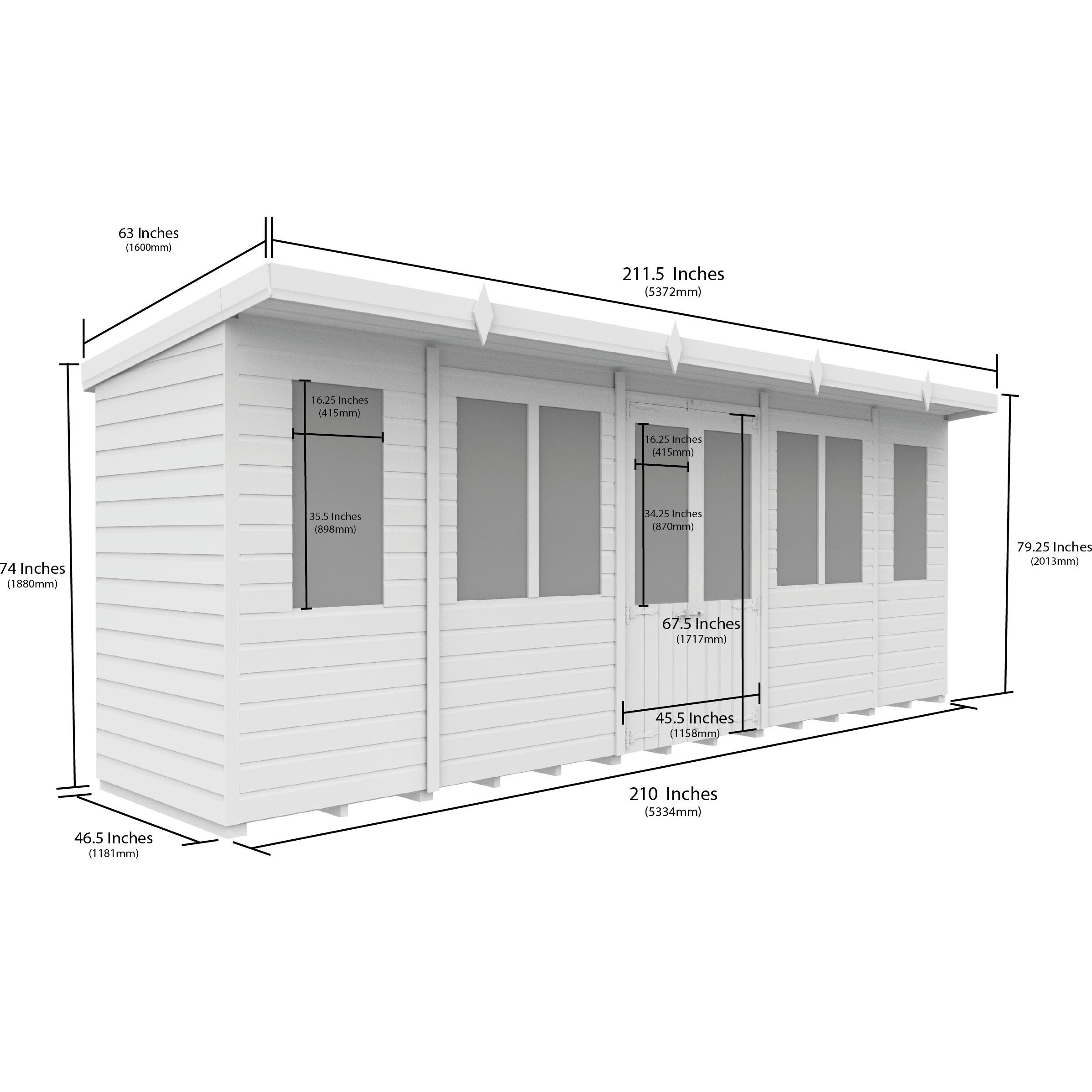 Total Sheds (18x4) Pressure Treated Pent Summerhouse