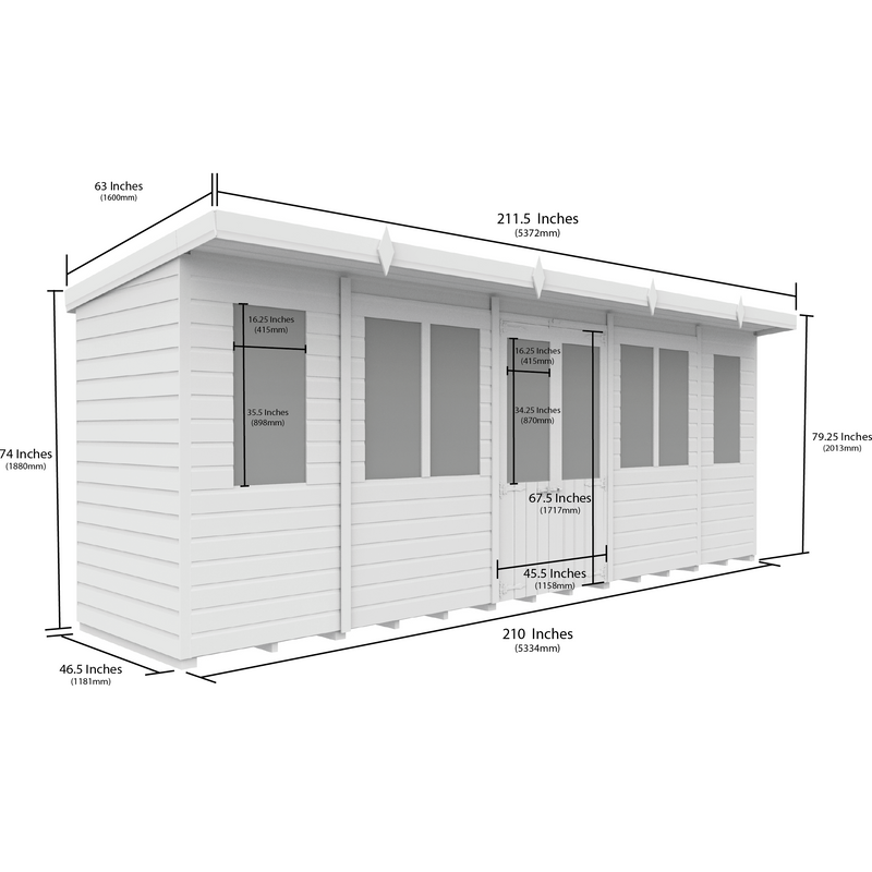 Total Sheds (18x4) Pressure Treated Pent Summerhouse