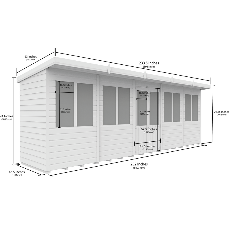 Total Sheds (20x4) Pressure Treated Pent Summerhouse