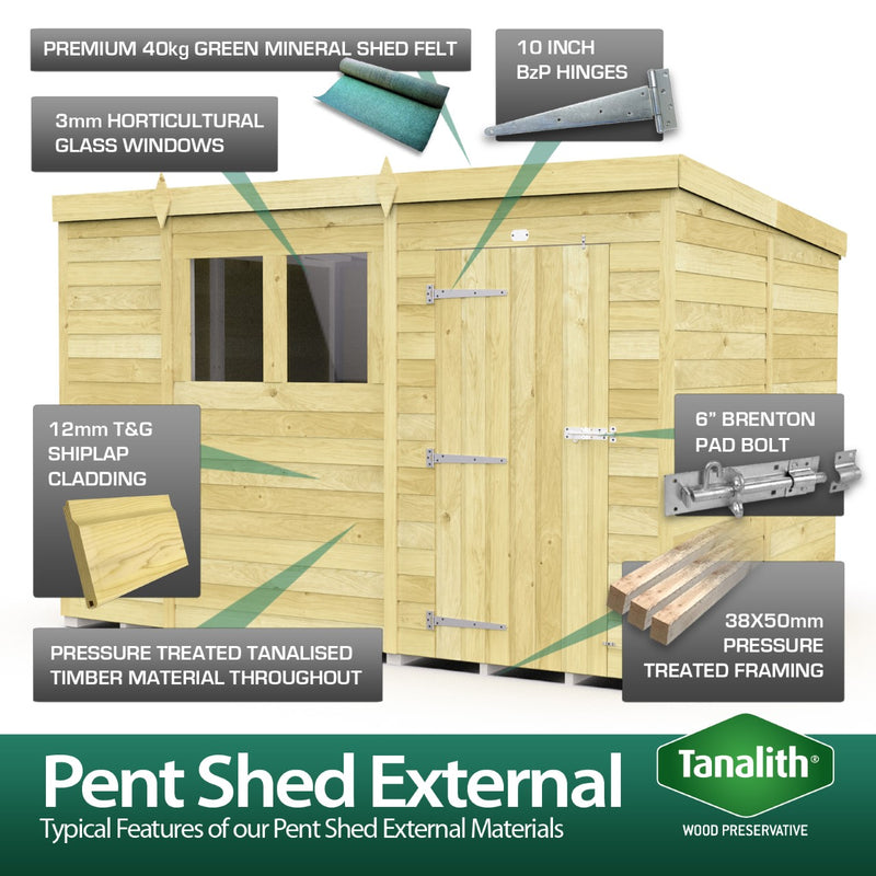 Total Sheds (14x5) Pressure Treated Pent Shed