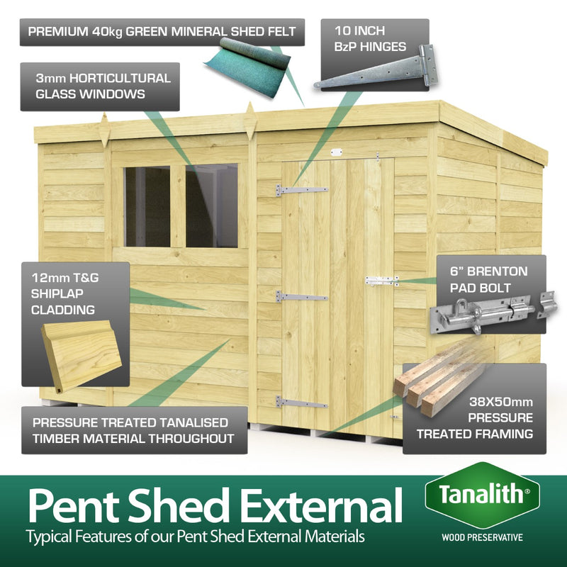 Total Sheds (15x5) Pressure Treated Pent Security Shed