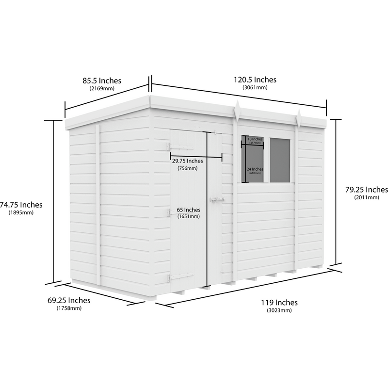 Total Sheds (10x5) Pressure Treated Pent Security Shed