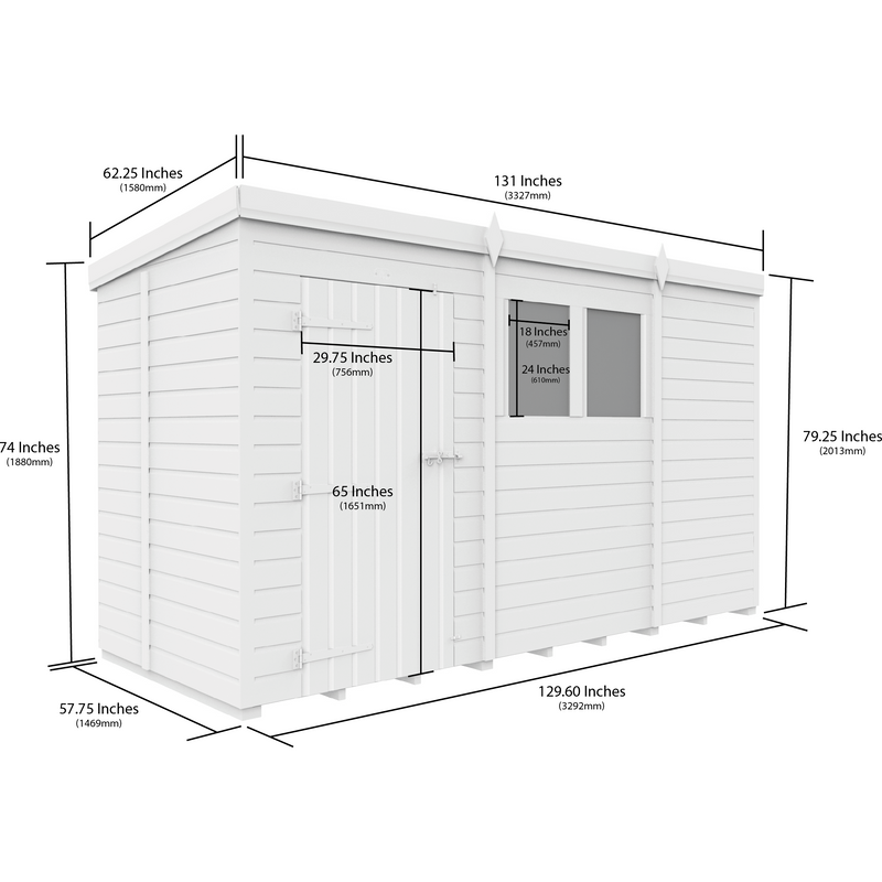 Total Sheds (11x5) Pressure Treated Pent Shed