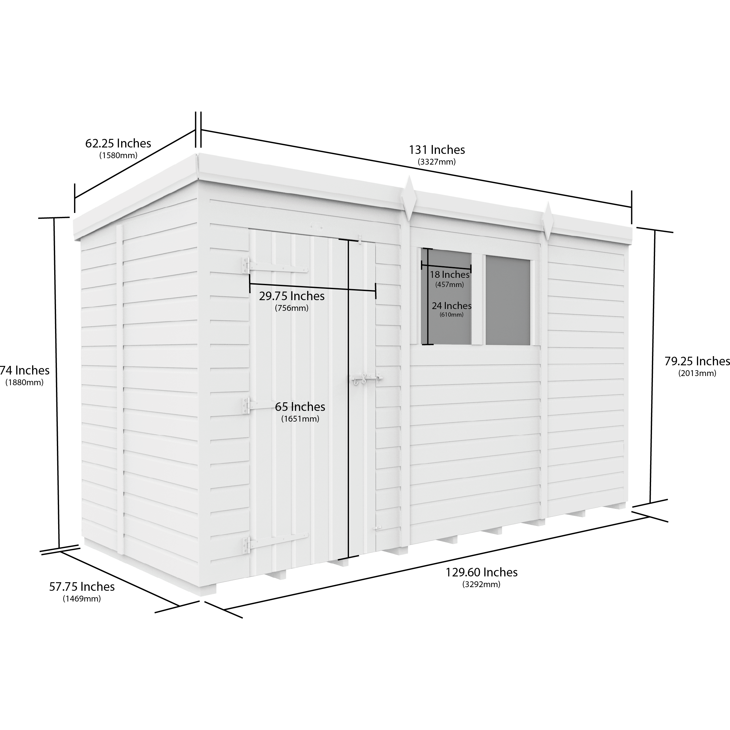 Total Sheds (11x5) Pressure Treated Pent Security Shed