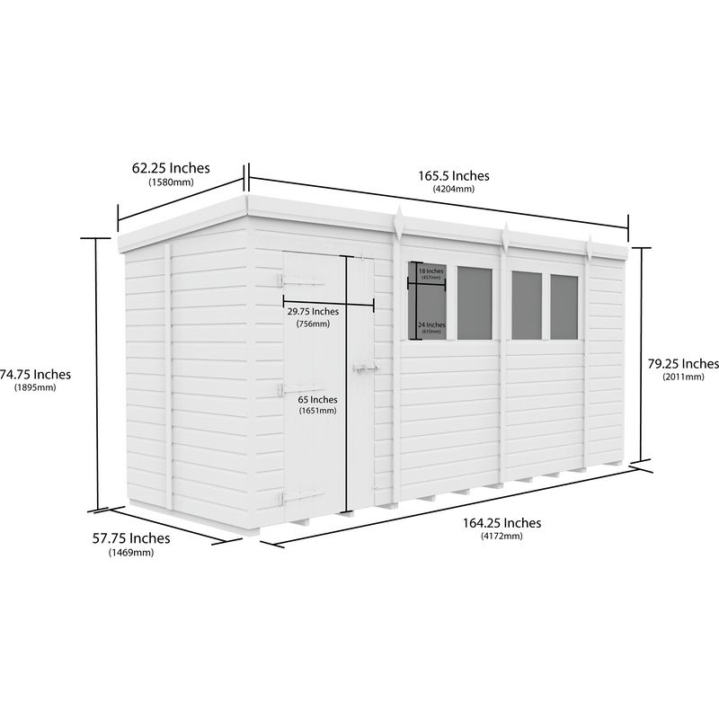 Total Sheds (14x5) Pressure Treated Pent Security  Shed