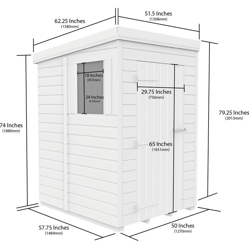 Total Sheds (4x5) Pressure Treated Pent Shed