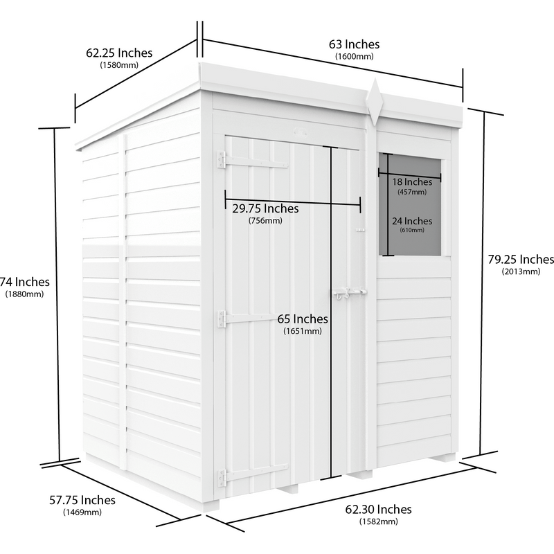 Total Sheds (4x5) Pressure Treated Pent Security Shed