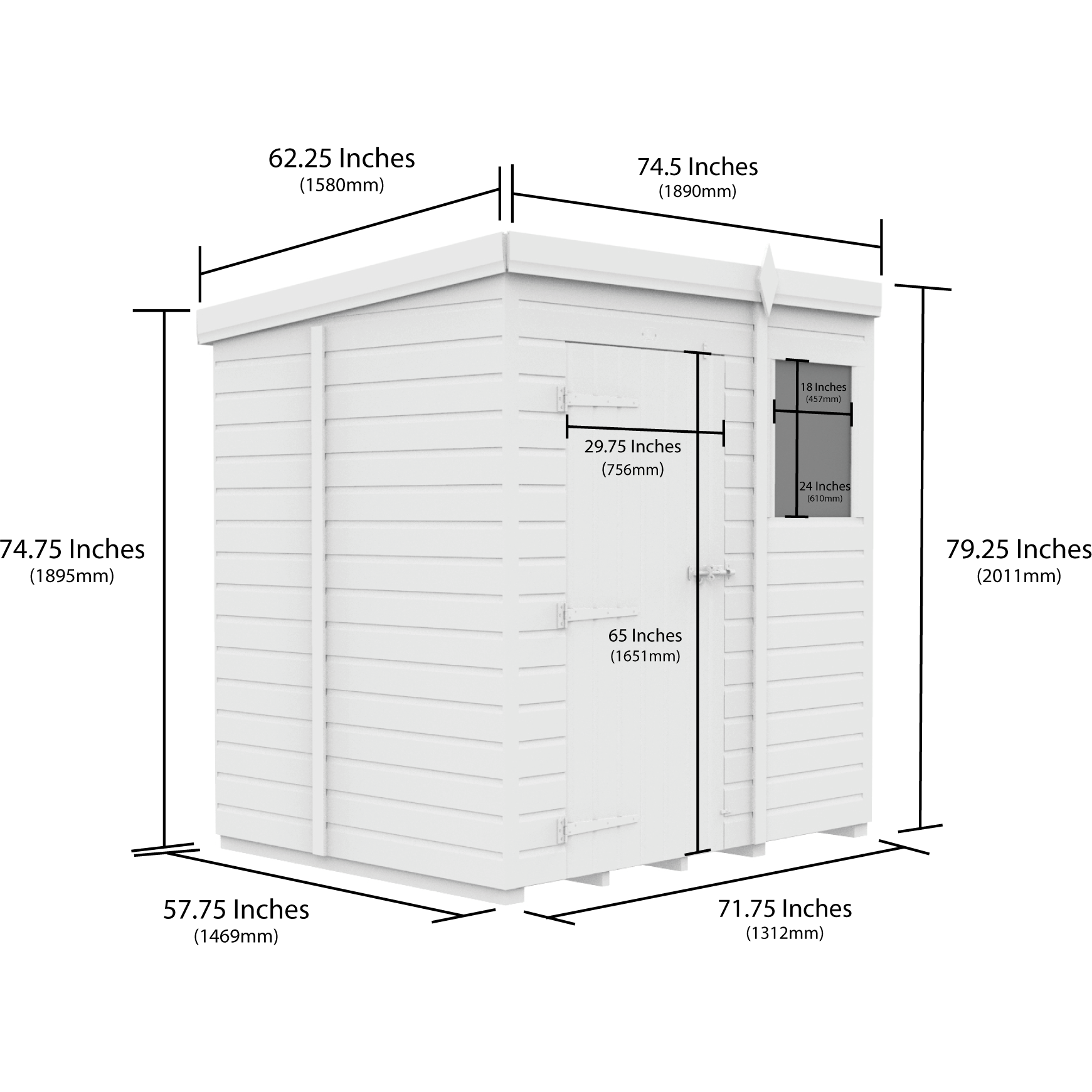 Total Sheds (6x5) Pressure Treated Pent Security Shed