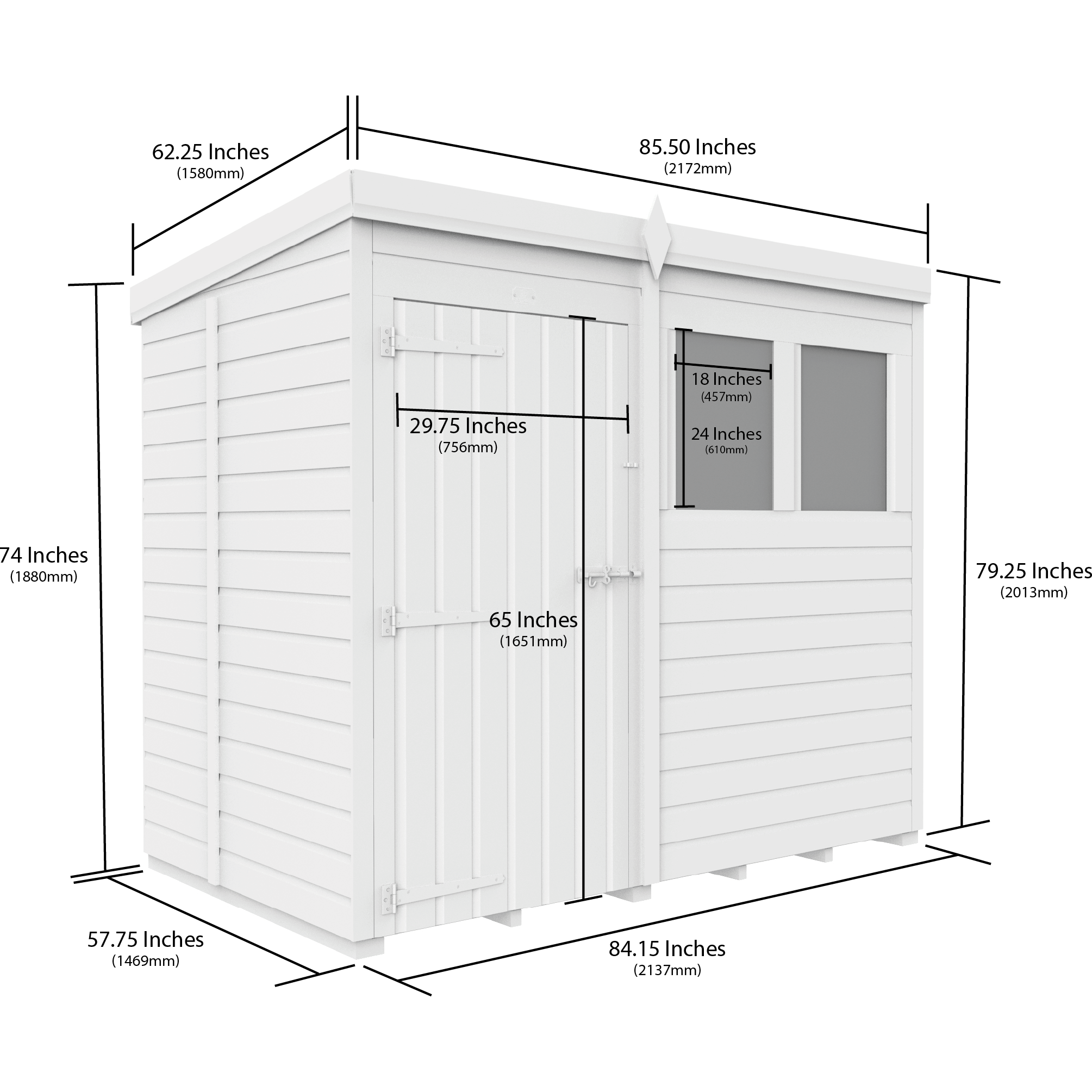 Total Sheds (7x5) Pressure Treated Pent Shed