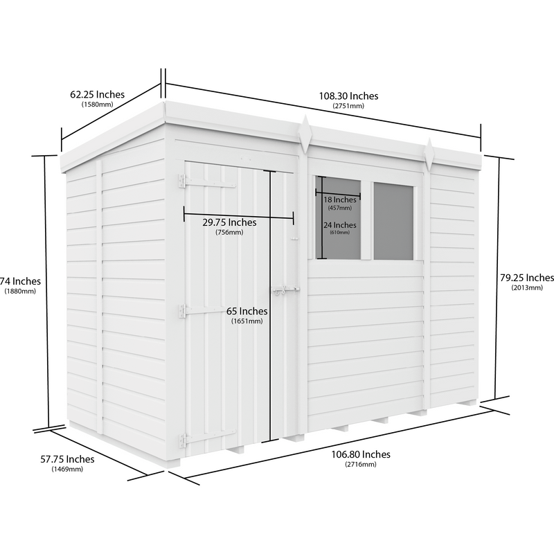 Total Sheds (9x5) Pressure Treated Pent Security Shed