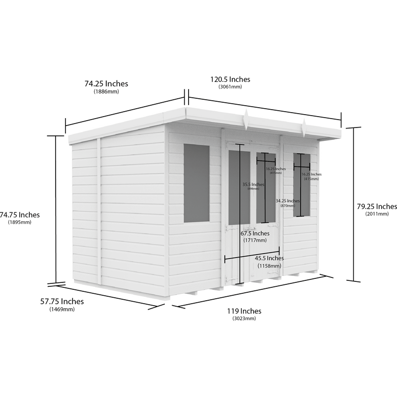 Total Sheds (10x5) Pressure Treated Pent Summerhouse