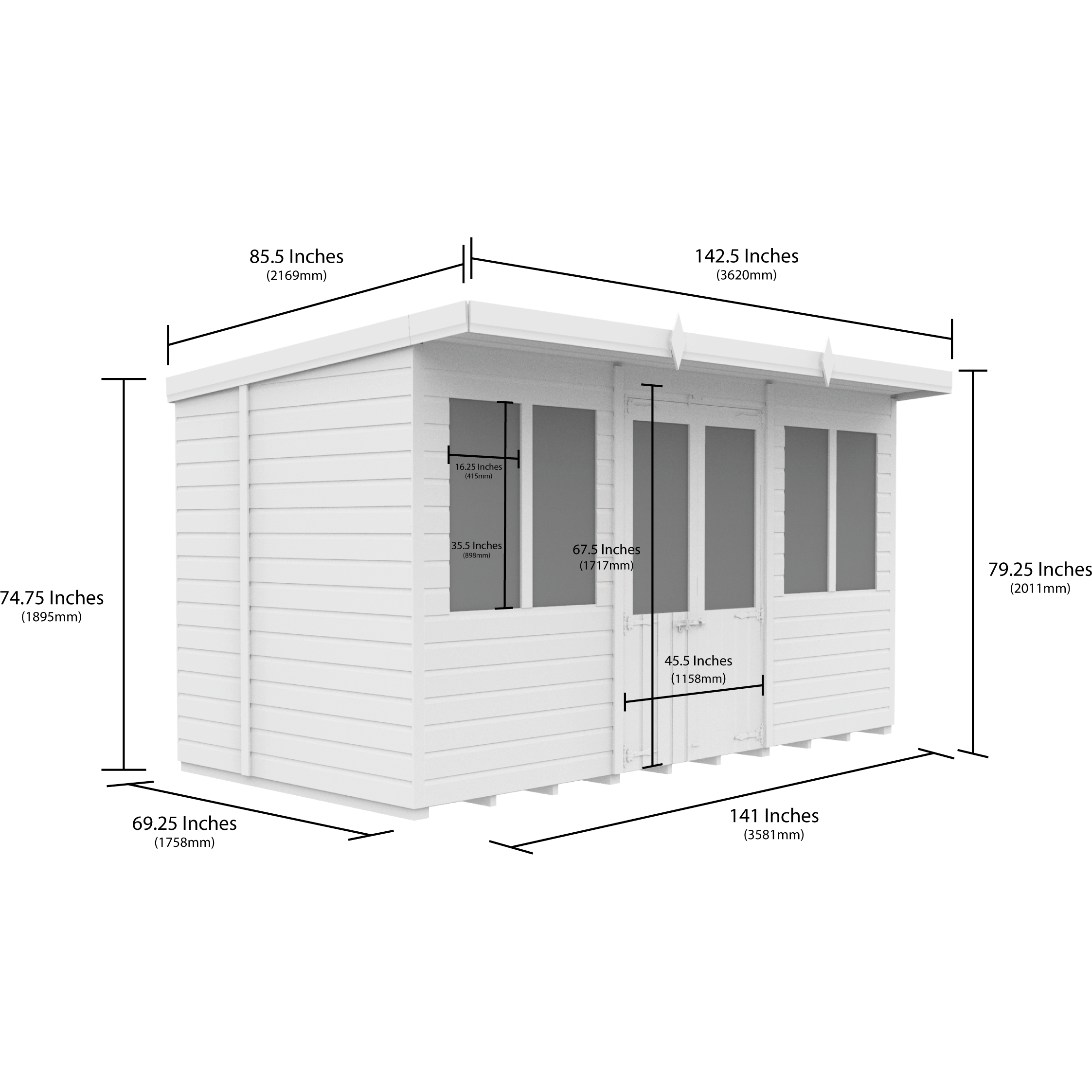 Total Sheds (12x6) Pressure Treated Pent Summerhouse