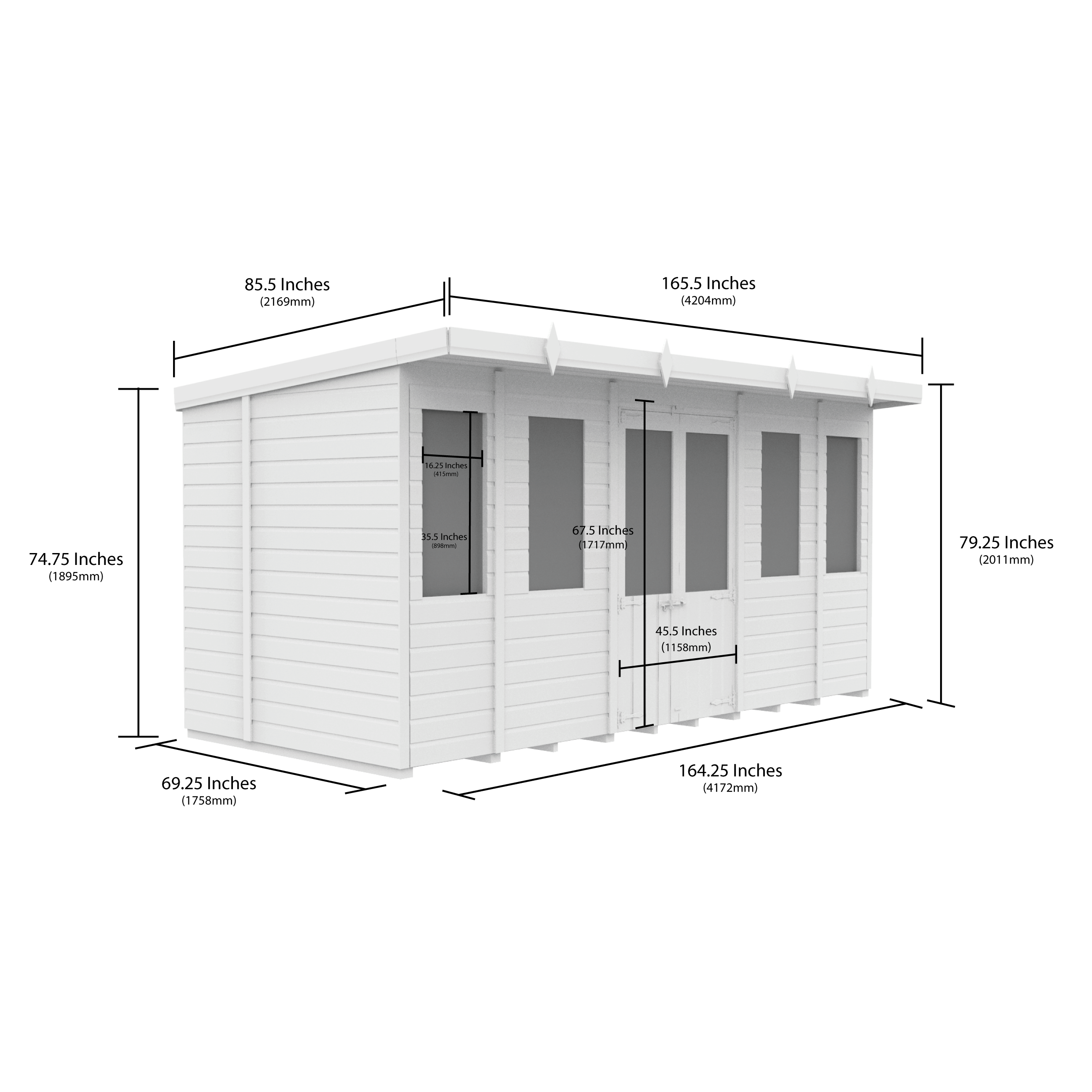 Total Sheds (14x6) Pressure Treated Pent Summerhouse