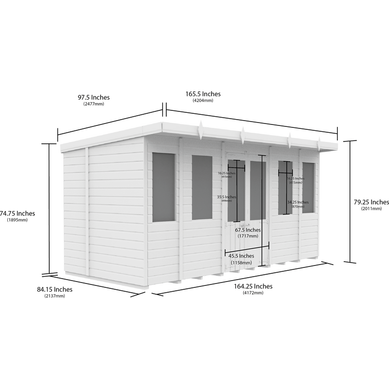 Total Sheds (14x7) Pressure Treated Pent Summerhouse