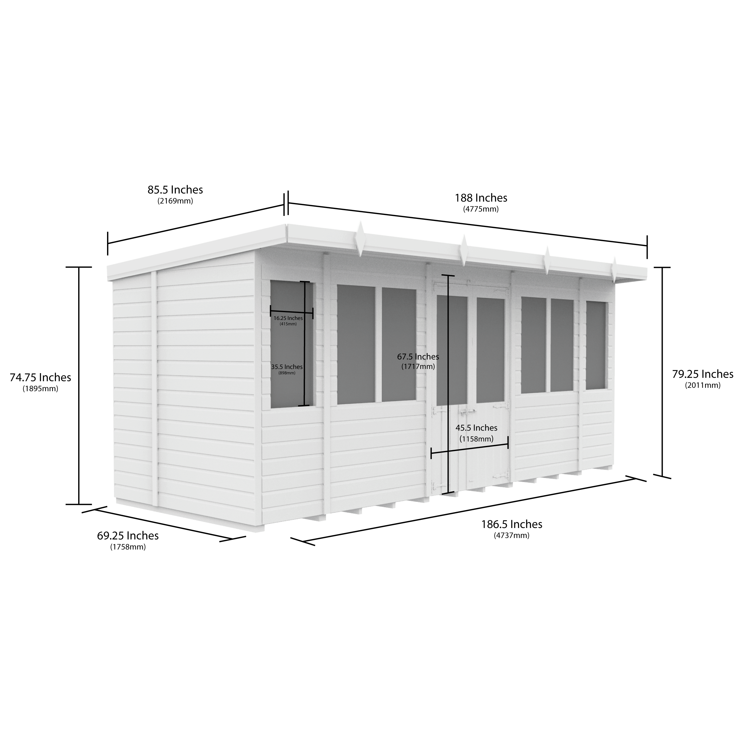 Total Sheds (16x6) Pressure Treated Pent Summerhouse