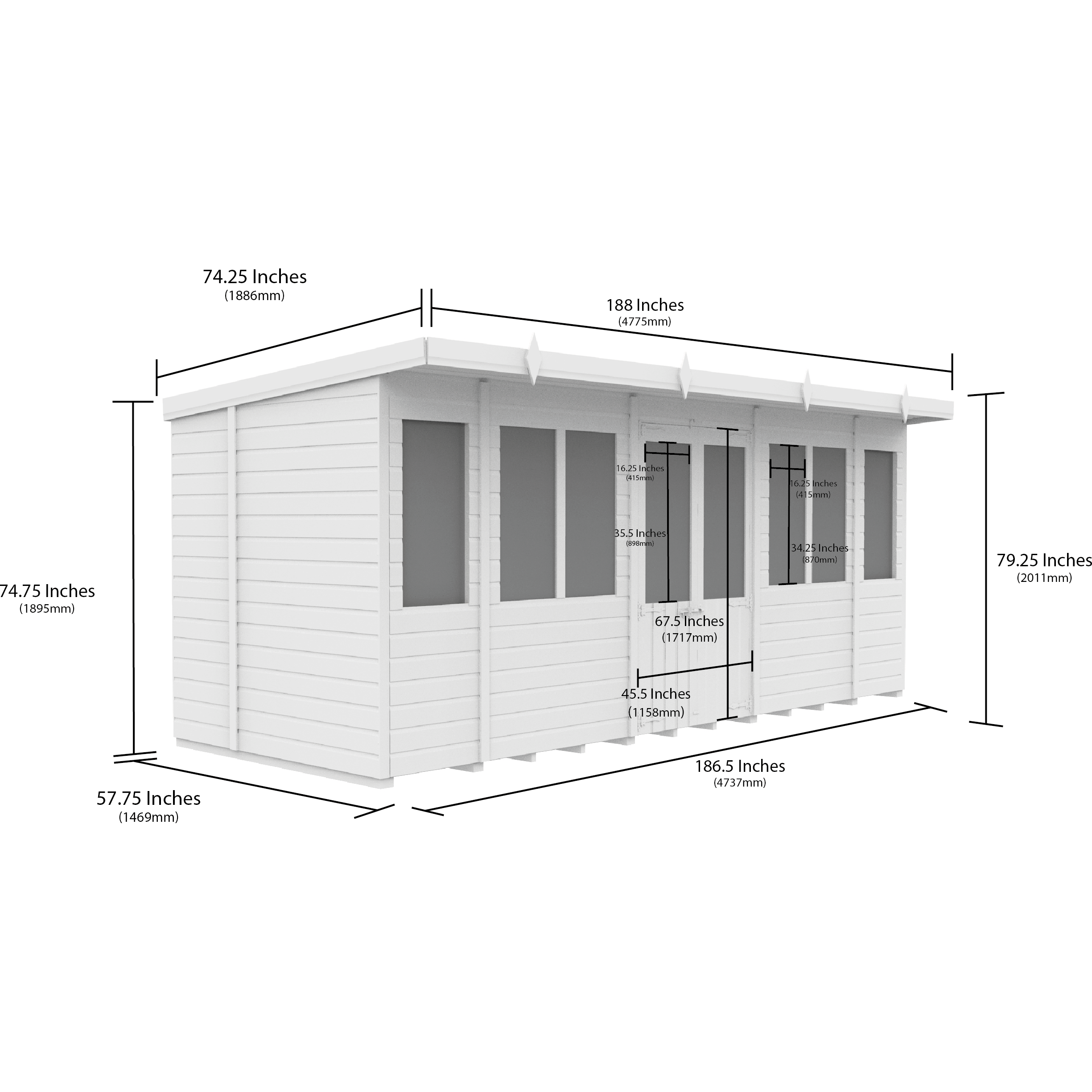 Total Sheds (16x5) Pressure Treated Pent Summerhouse