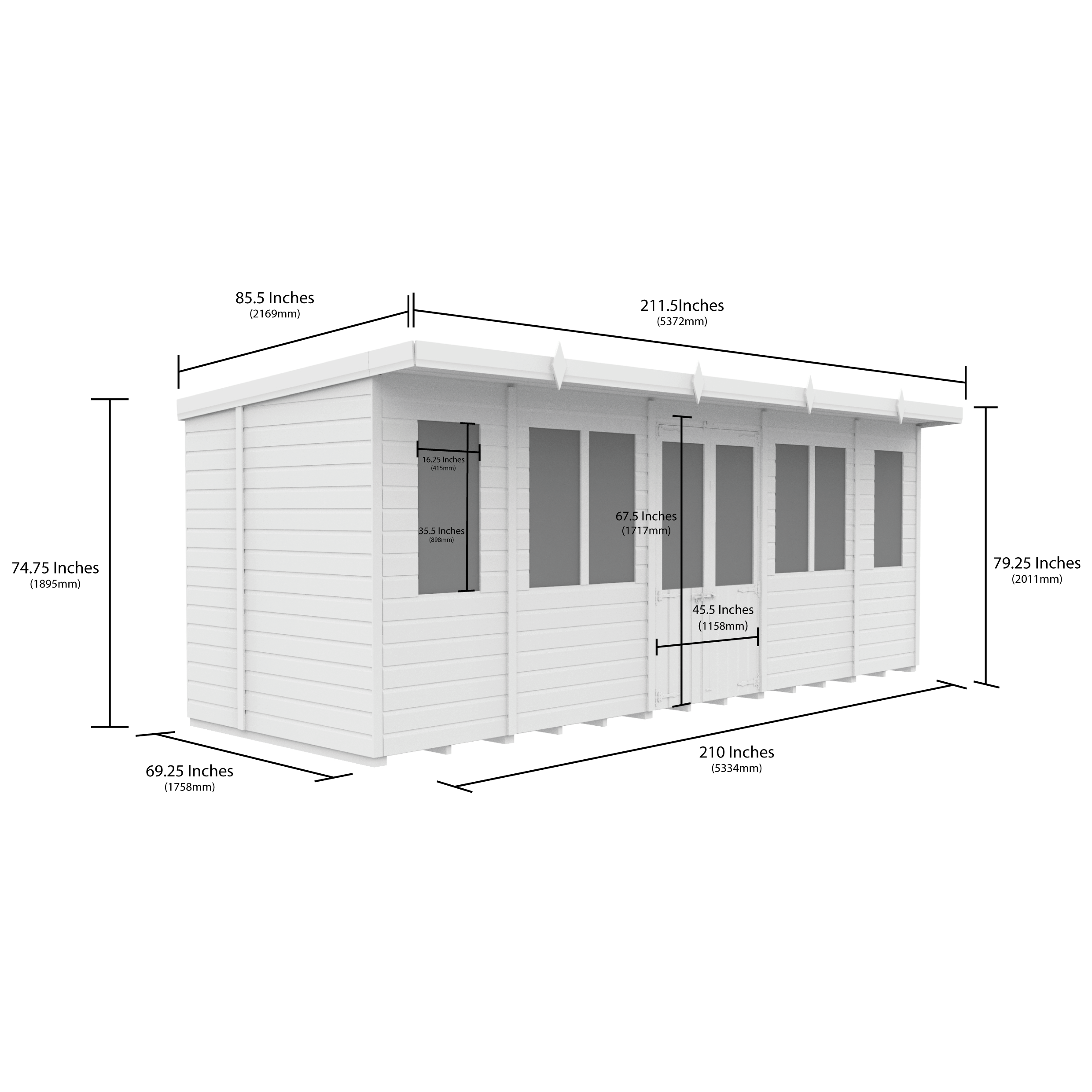 Total Sheds (18x6) Pressure Treated Pent Summerhouse