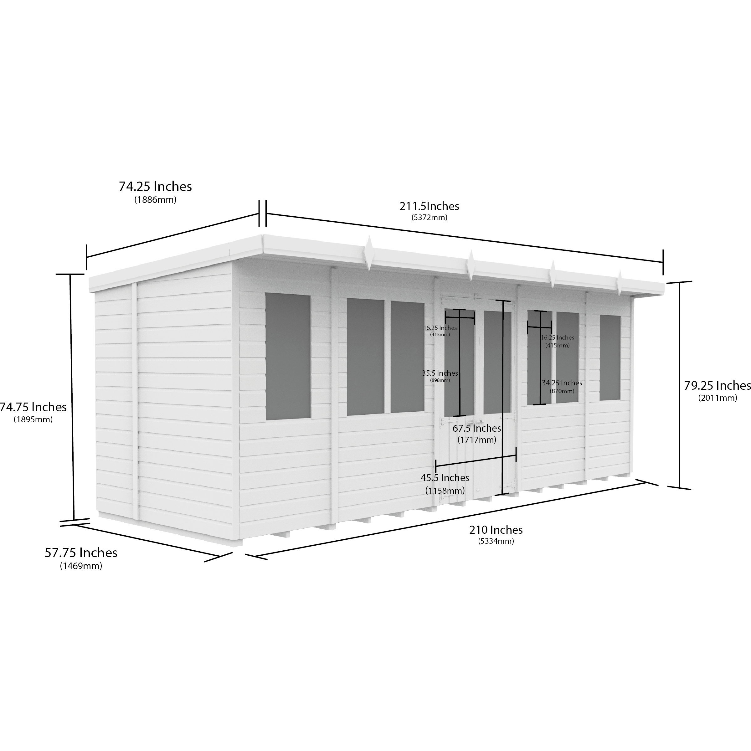 Total Sheds (18x5) Pressure Treated Pent Summerhouse