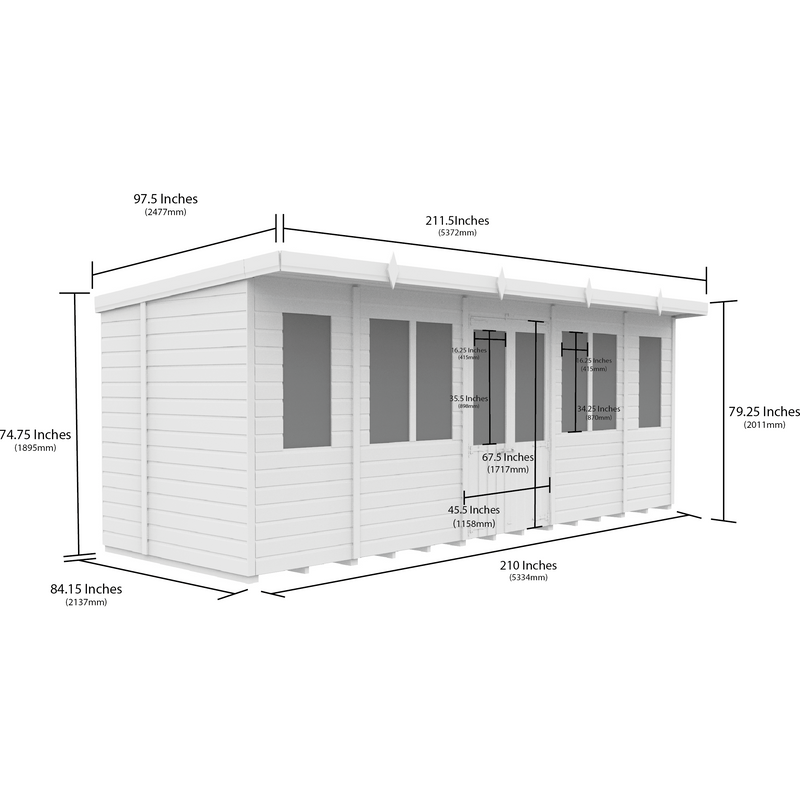 Total Sheds (18x7) Pressure Treated Pent Summerhouse