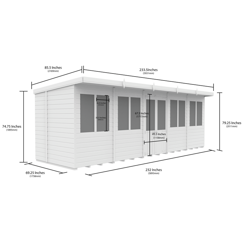 Total Sheds (20x6) Pressure Treated Pent Summerhouse