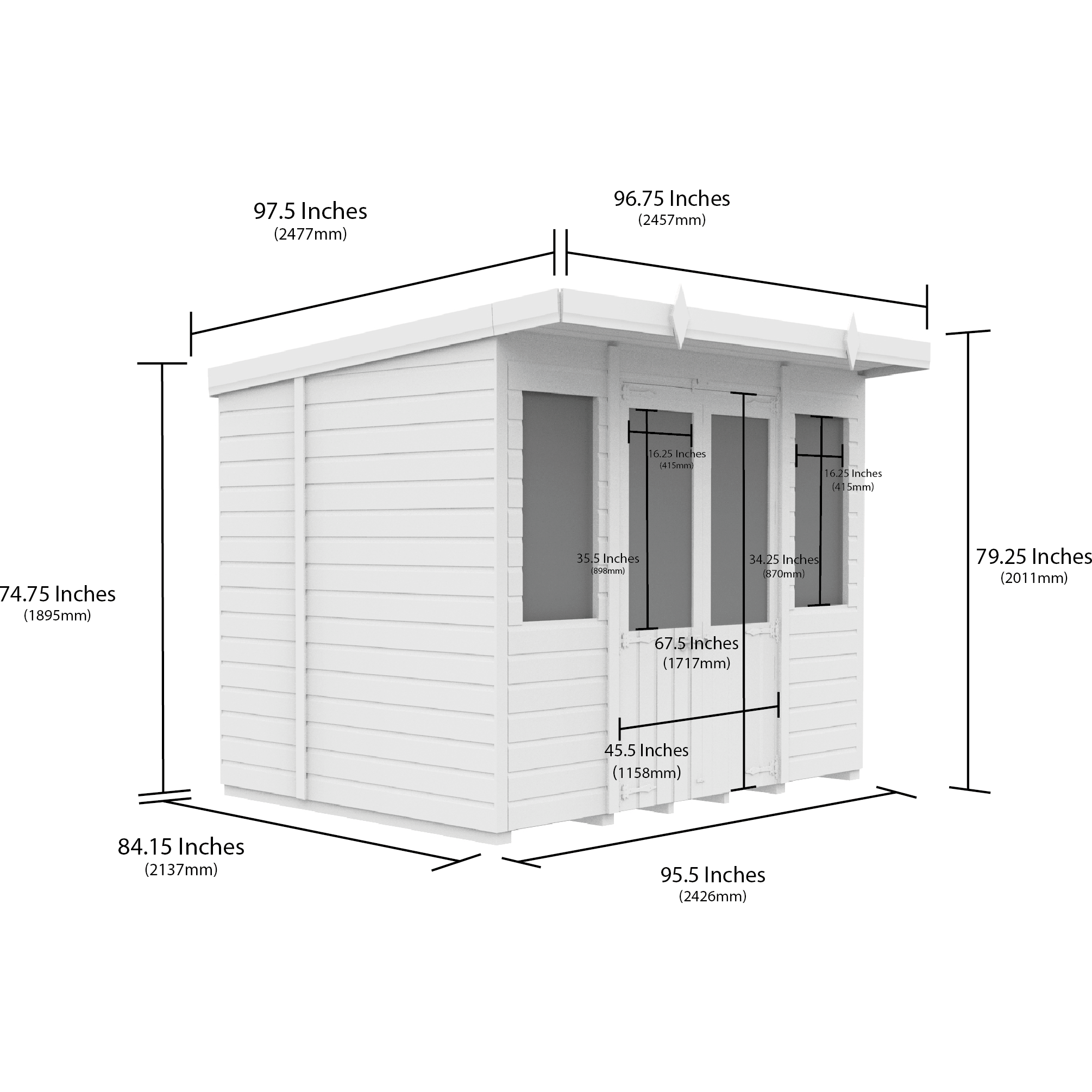 Total Sheds (8x7) Pressure Treated Pent Summerhouse