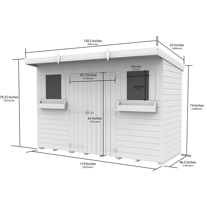 Total Sheds (10x4) Pressure Treated Pent Summer Shed