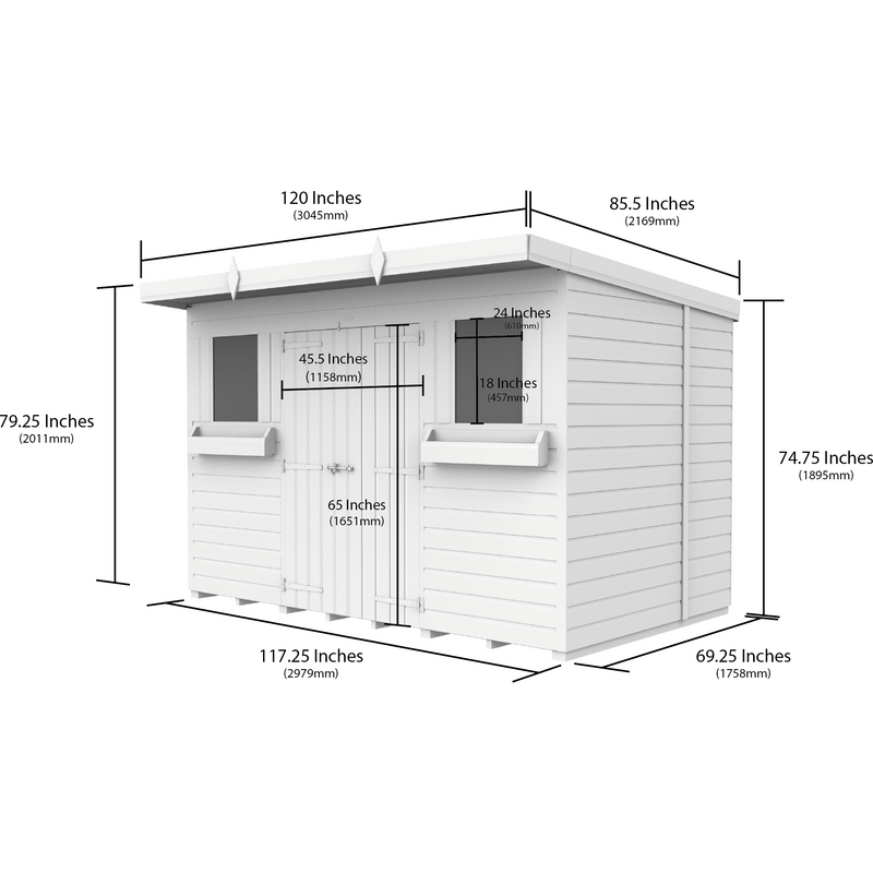 Total Sheds (10x6) Pressure Treated Pent Summer Shed