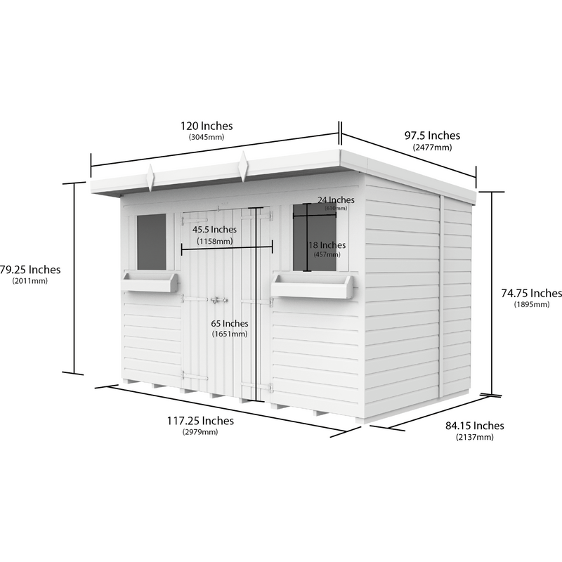 Total Sheds (10x7) Pressure Treated Pent Summer Shed