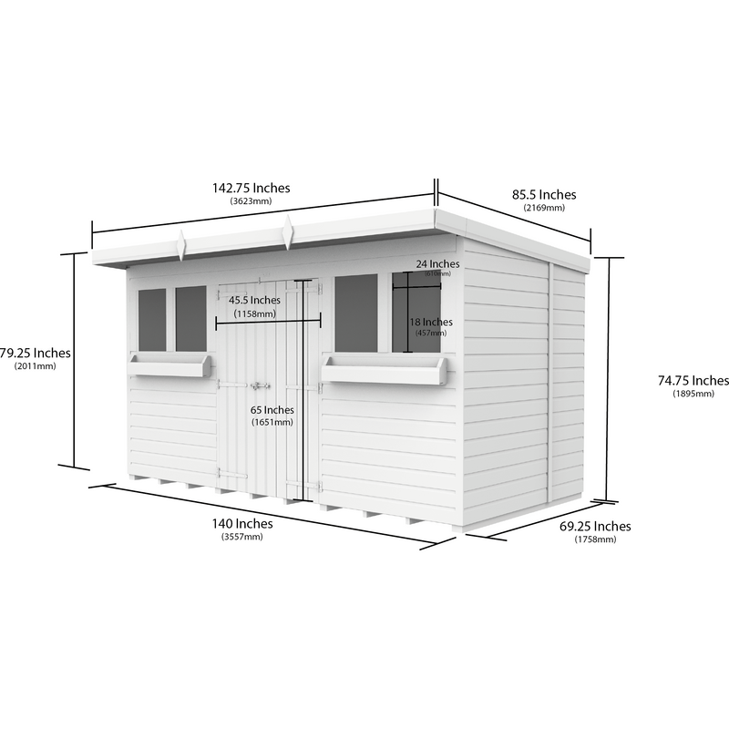 Total Sheds (12x6) Pressure Treated Pent Summer Shed