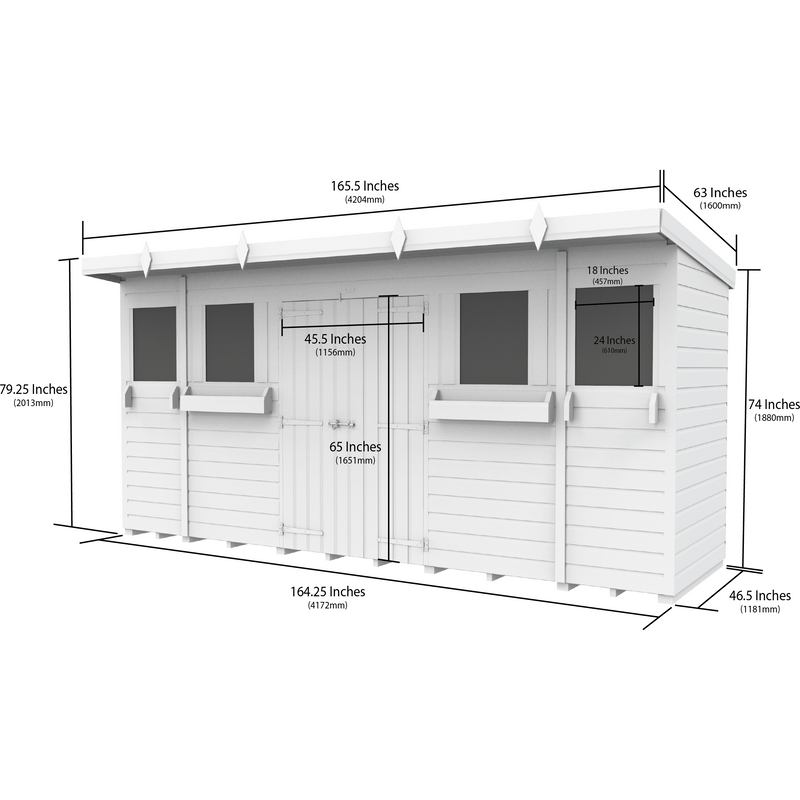 Total Sheds (14x4) Pressure Treated Pent Summer Shed