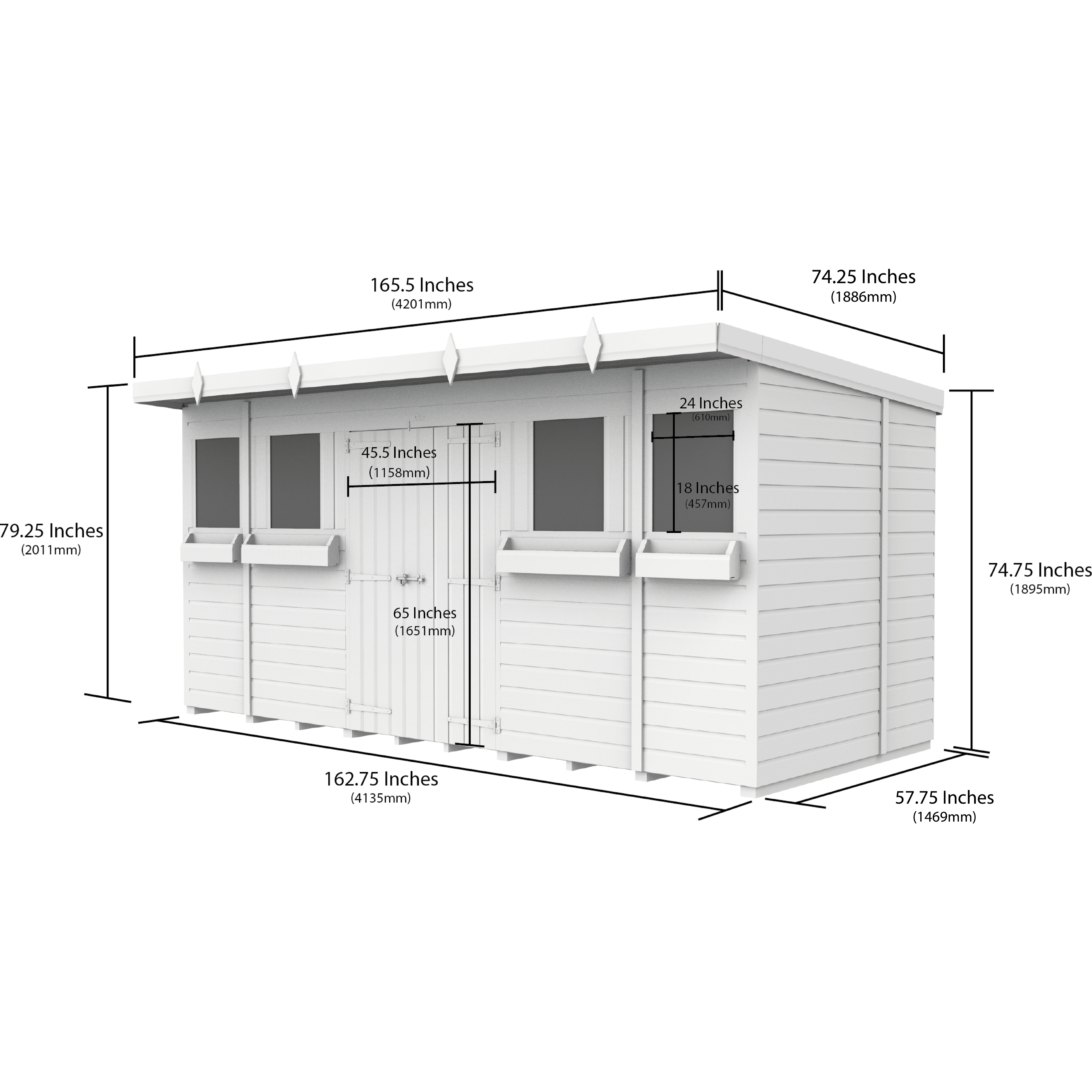 Total Sheds (14x5) Pressure Treated Pent Summer Shed