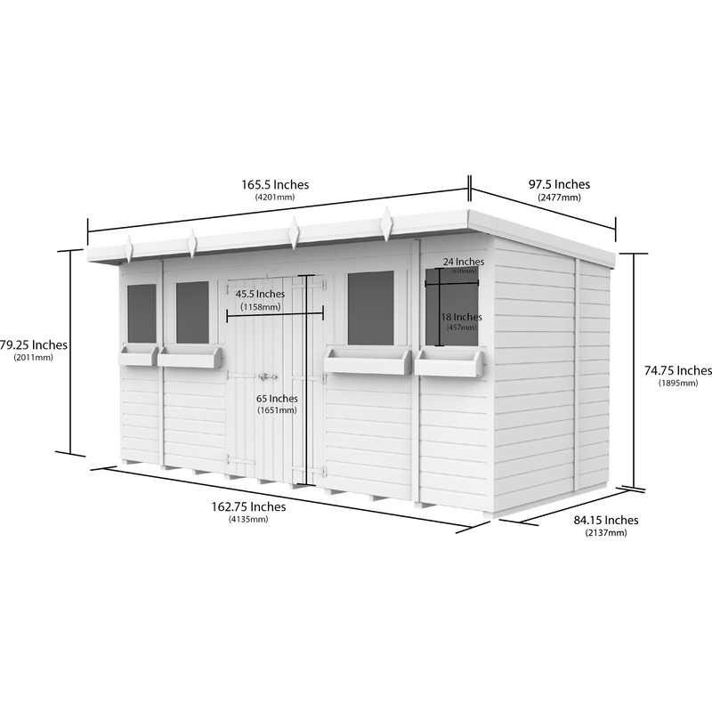 Total Sheds (14x7) Pressure Treated Pent Summer Shed