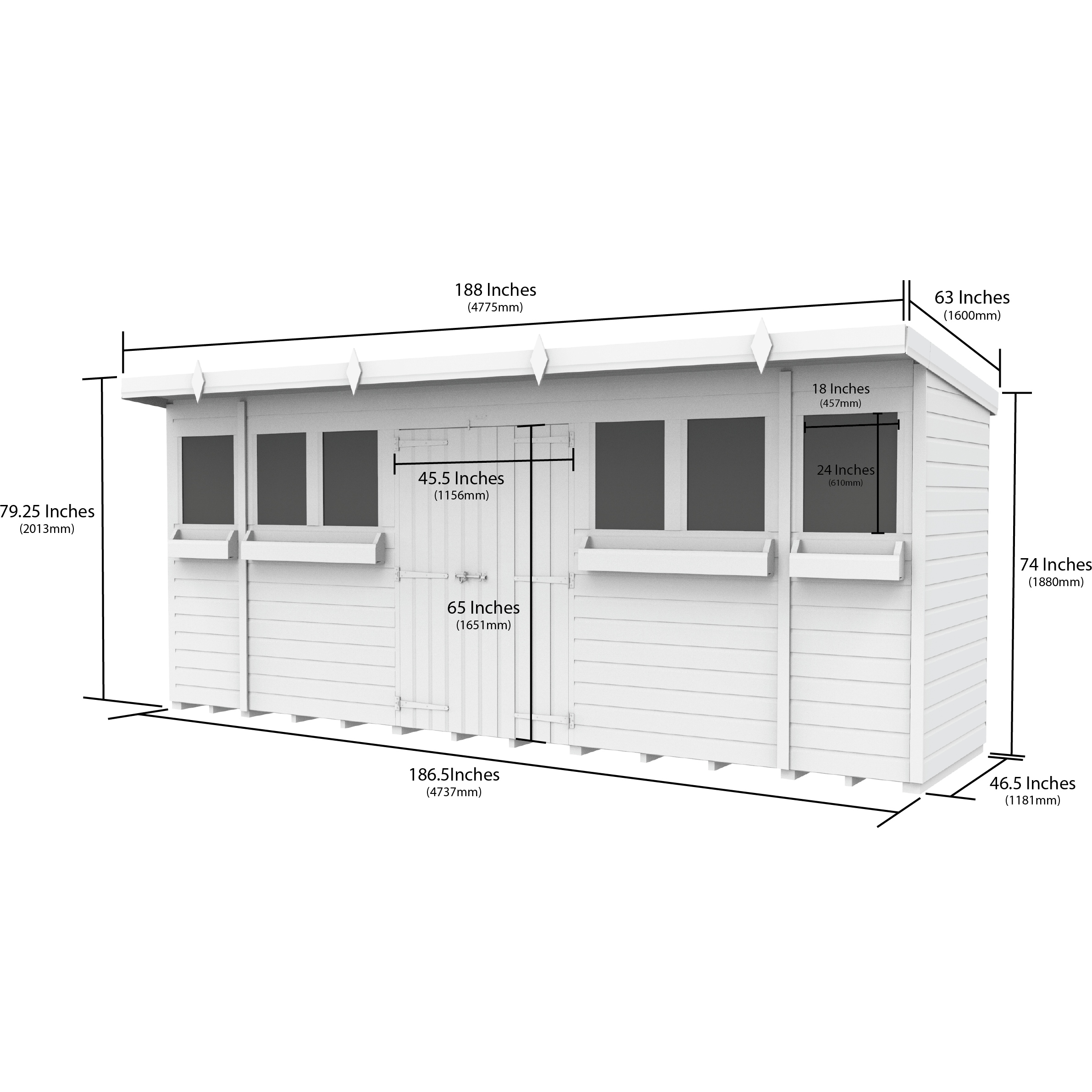 Total Sheds (16x4) Pressure Treated Pent Summer Shed