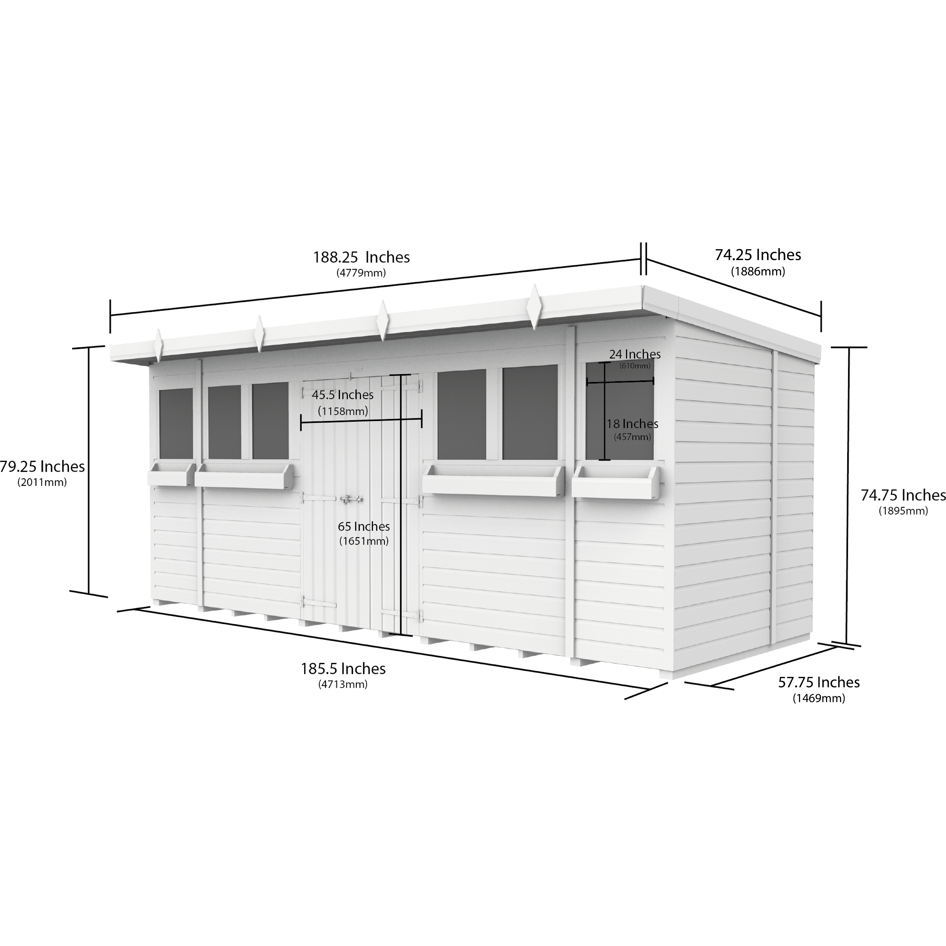 Total Sheds (16x5) Pressure Treated Pent Summer Shed